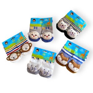 Meia 3D Bebê Antiderrapante com Chocalho - Acessórios Infantis - 0 à 12 meses, MENINO