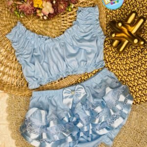 Conjunto Calcinha + Cropped - Azul bebê, 0 à 12 meses