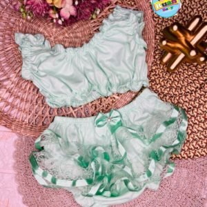 Conjunto Calcinha + Cropped - Verde, 0 à 12 meses