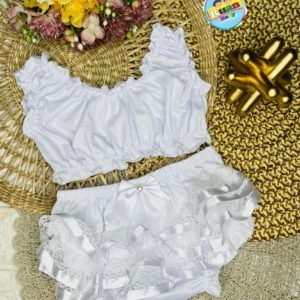 Conjunto Calcinha + Cropped - branco, 0 à 12 meses