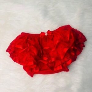 CALCINHA BUNDA RICA COM RENDA - Vermelha, 12 a 24 meses