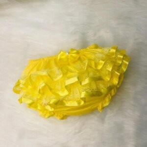 CALCINHA BUNDA RICA COM RENDA - Amarelo, 12 a 24 meses