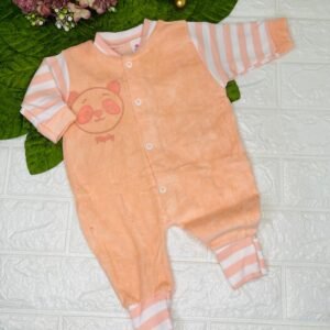 Macacão Virapé Fluffy Baby - Estampado Basico Dia a Dia - Salmão, P